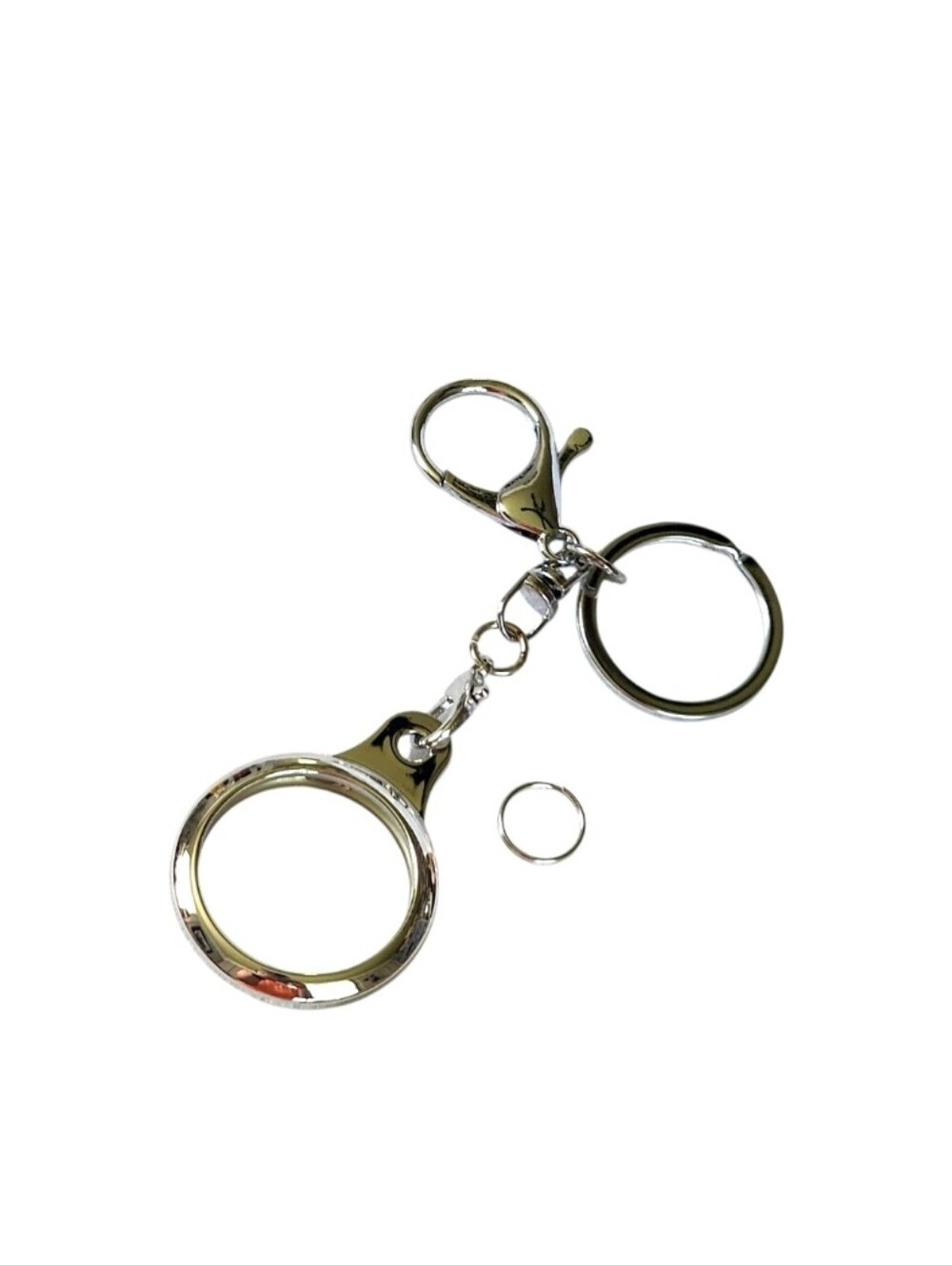Silver Metal Keychain Airtag Holder with Lobster Clasp